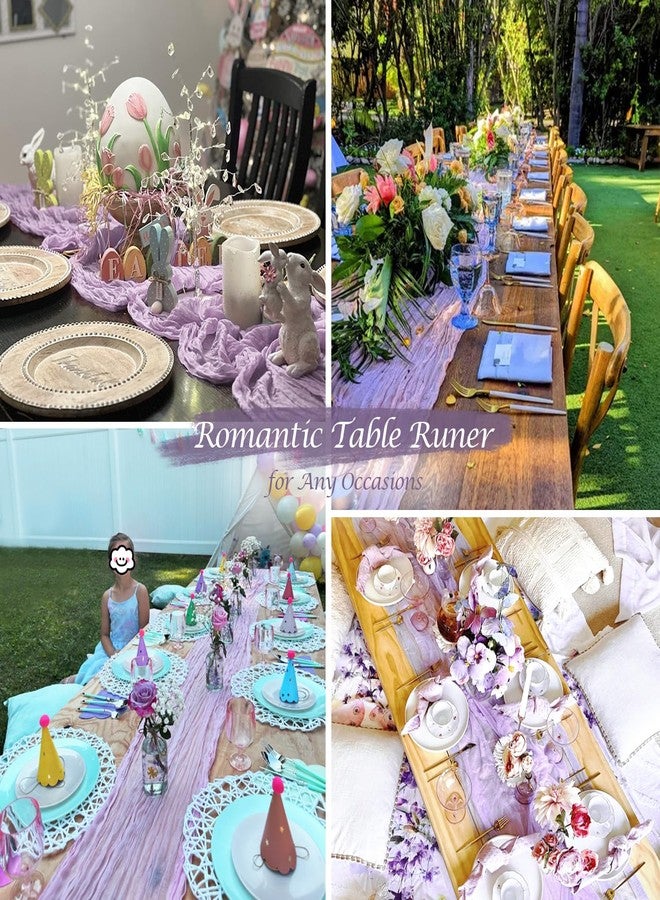 BLUETOP 12 Pack Lavender Cheesecloth Table Runner 10Ft Boho Gauze Cheese Cloth Romantic Lilac Table Runner for Wedding Bridal Shower Birthday Party Table Decor (Light Purple) - Image 4